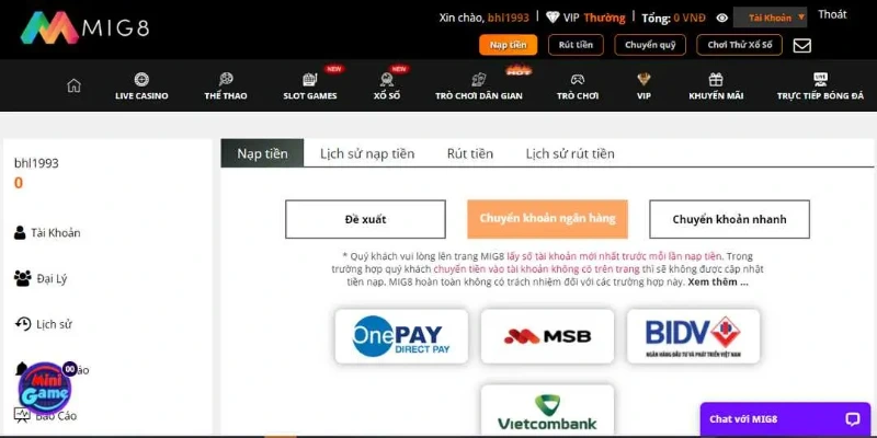 Nạp tiền Mig8 - Hướng dẫn cụ thể, an toàn